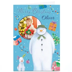 Card Factory Photo The Snowman Christmas Card - Snowman & Snowdog, Any Name