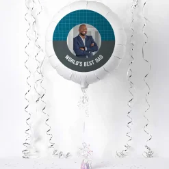 Card Factory Photo Upload Balloon - Blue Border World's Best, Any Name