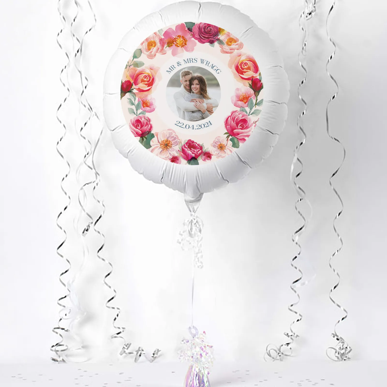 Hot Photo Upload Balloon - Floral Border, Any Photo and Message Personalised Party|Wedding Party