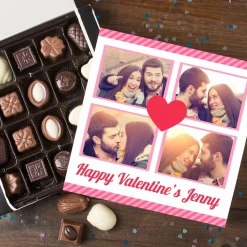 Photo Upload Belgian Chocolates - Heart & Stripes Photo Gifts|Chocolate & Sweets