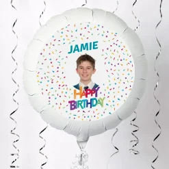 Kids Card Factory Photo Upload Birthday Balloon - Multicoloured Confetti