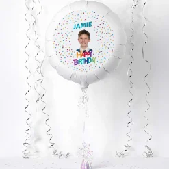 Kids Card Factory Photo Upload Birthday Balloon - Multicoloured Confetti