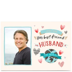 Hot Photo Upload Card - My Best Friend, My Husband, My World Valentine's Day