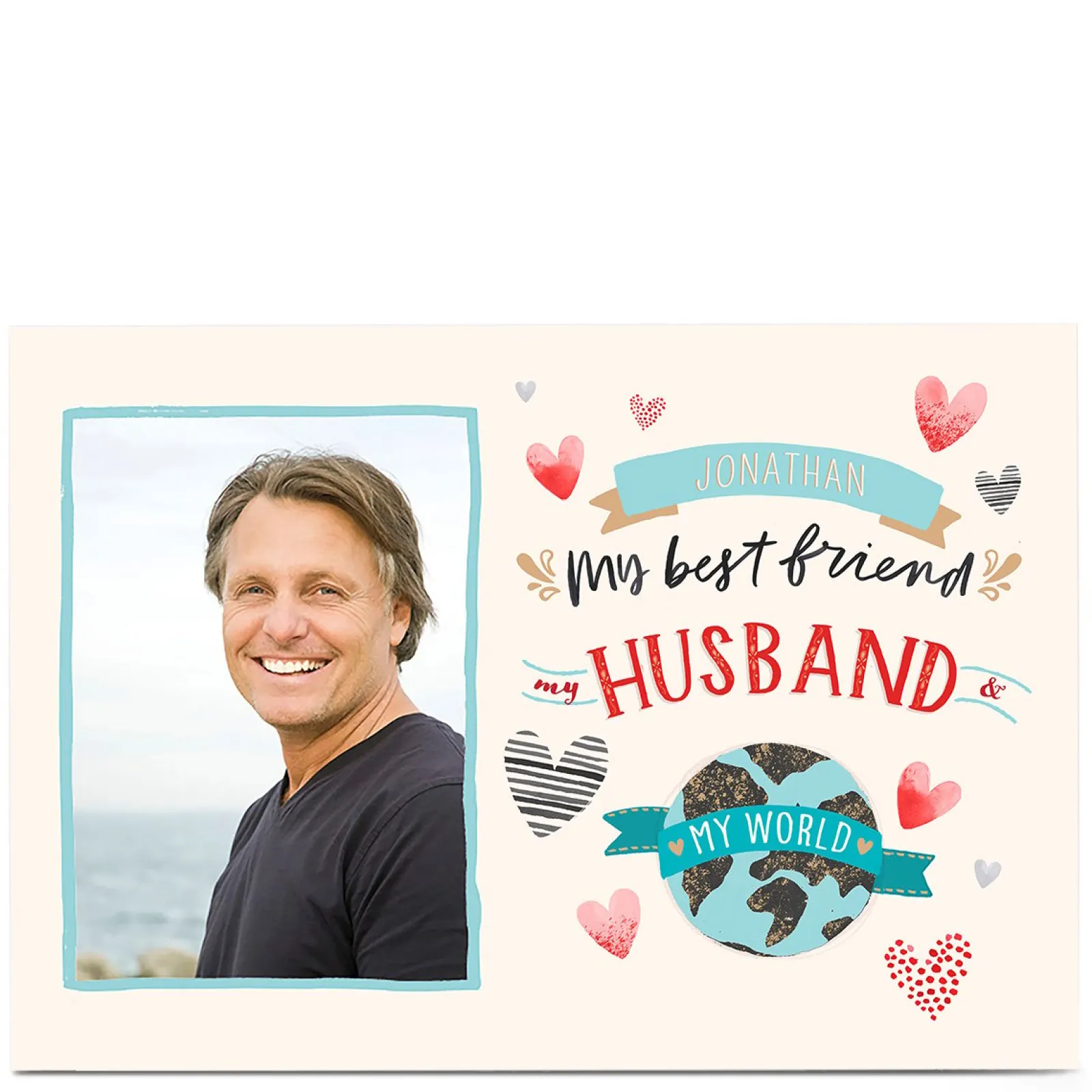 Hot Photo Upload Card - My Best Friend, My Husband, My World Valentine's Day