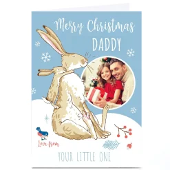 Card Factory Photo Upload Christmas Card - Daddy and Baby Hare, Daddy