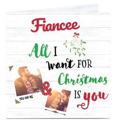 Discount Photo Upload Christmas Card - All I Want For Christmas - Fiancee Premium Square|Christmas