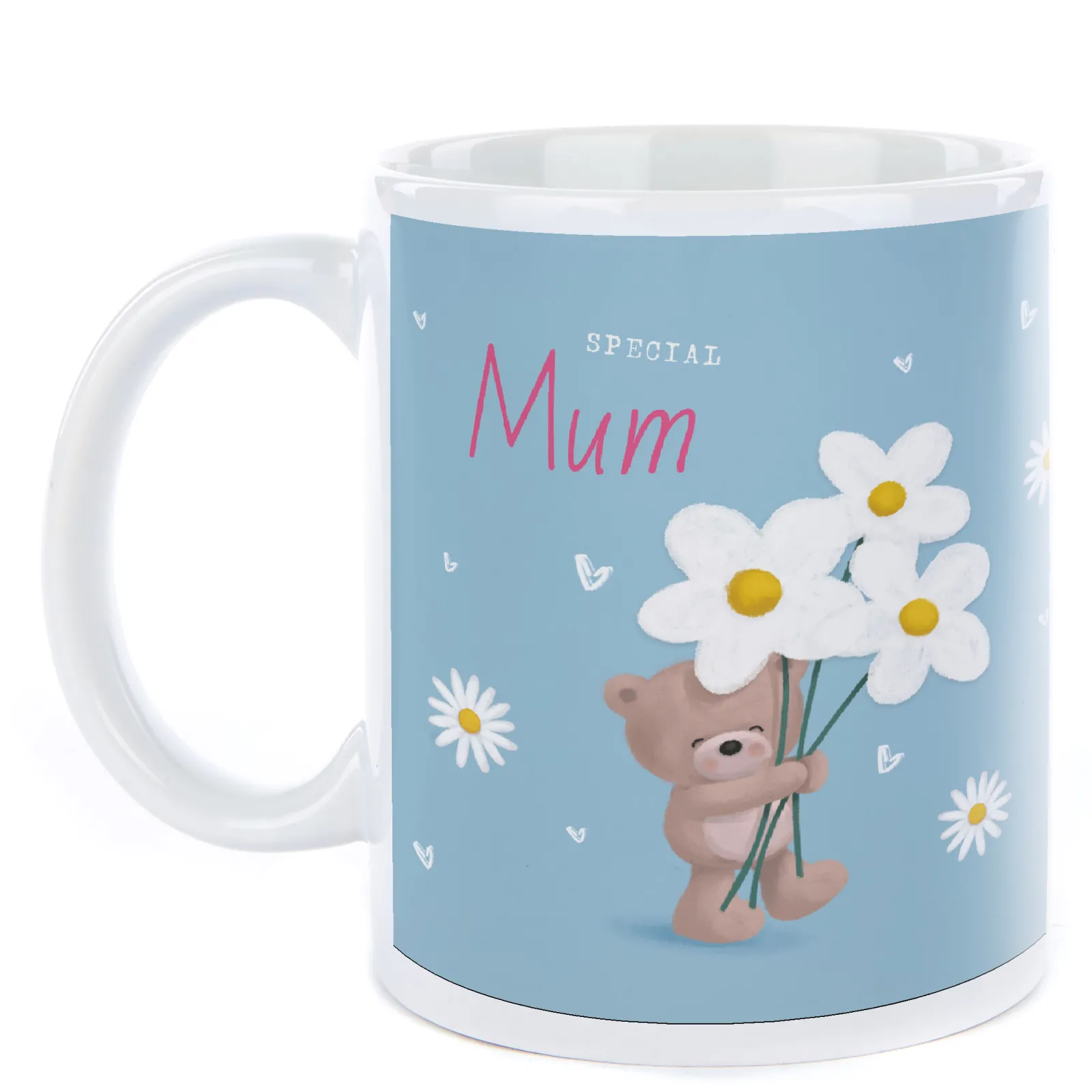Card Factory Photo Upload Hugs Mother's Day Mug - Hugs with Flowers