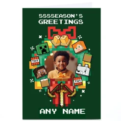 Card Factory Photo Upload Minecraft Christmas Card - Any Name