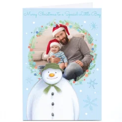 Card Factory Photo Upload Snowman Christmas Card - Special Little Boy