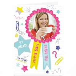 Card Factory Photo Upload Thank You Teacher Card - Top Marks
