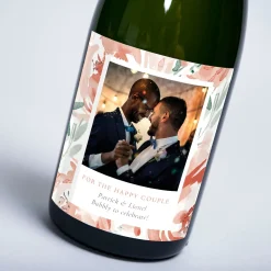 Sale Photo Upload with Message Floral Design Wedding Champagne - For The Happy Couple Photo Gifts|Wedding Gifts
