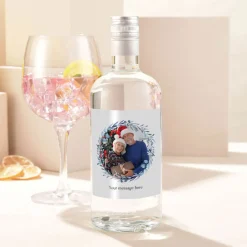 Card Factory Photo Upload With Message Gin - Blue Wreath