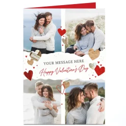 Discount Photo Valentine's Day Card - Rustic Hearts, Any Message Valentine's Day