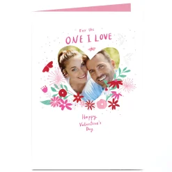 Photo Valentine's Day Card - Flower Border Heart, One I Love Photo
