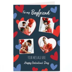 Discount Photo Valentine's Day Card - 4 Photo Hearts, Boyfriend Photo