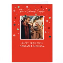 Card Factory Photot Christmas Card - For a Special Couple, Classic Red