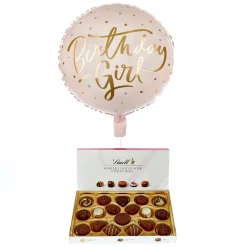 Kids Card Factory Pink & Gold Birthday Girl Balloon & Lindt Chocolates
