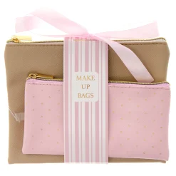 Card Factory Pink & Gold Make-Up Bag Duo