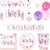 Outlet Pink Christening Party Tableware & Decoration Bundle - 16 Guests Tableware|Christening Party