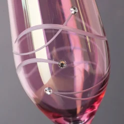 Discount Pink Diamante Champagne Flutes - Set of 2 Glassware|New Home Gifts