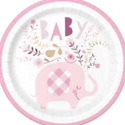 Card Factory Pink Elephant Baby Shower Tableware & Decorations - 16 Guests