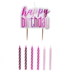 Outlet Pink, Purple & Magenta Happy Birthday Candle Set Cake Candles|Birthday Party