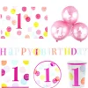 Outlet Pink 1st Birthday Party Tableware & Decoration Bundle - 16 Guests 1St Birthday|Tableware