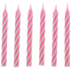 Clearance Pink Striped Birthday Candles - Pack of 24 Cake Candles|Birthday Party