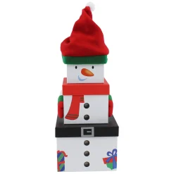 Kids Card Factory Plush Snowman Gift Boxes - Set Of 3