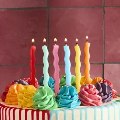 Hot Premium Bight Wavy Wax Candles - Pack of 12 Cake Candles|Birthday Party