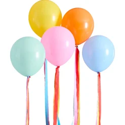 Kids Card Factory Premium Bright Latex 12-Inch Balloons & Tassel Tails - Pack of 5