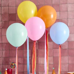 Kids Card Factory Premium Bright Latex 12-Inch Balloons & Tassel Tails - Pack of 5