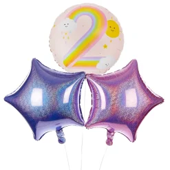 Kids Card Factory Rainbow 2nd Birthday Balloon Bouquet - DELIVERED INFLATED!