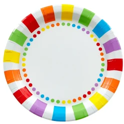 Card Factory Rainbow Party Tableware & Decorations Bundle - 8 Guests