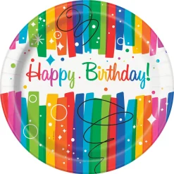 Card Factory Rainbow Ribbons Birthday Tableware & Decorations - 16 Guests