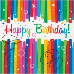 Card Factory Rainbow Ribbons Birthday Tableware & Decorations - 16 Guests