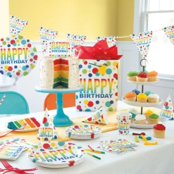 New Rainbow Spots Birthday Tableware & Decorations - 16 Guests Tableware|Birthday Party