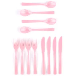 New Reusable Baby Pink Plastic Cutlery Set - 18 Pieces Tableware|Hen Party