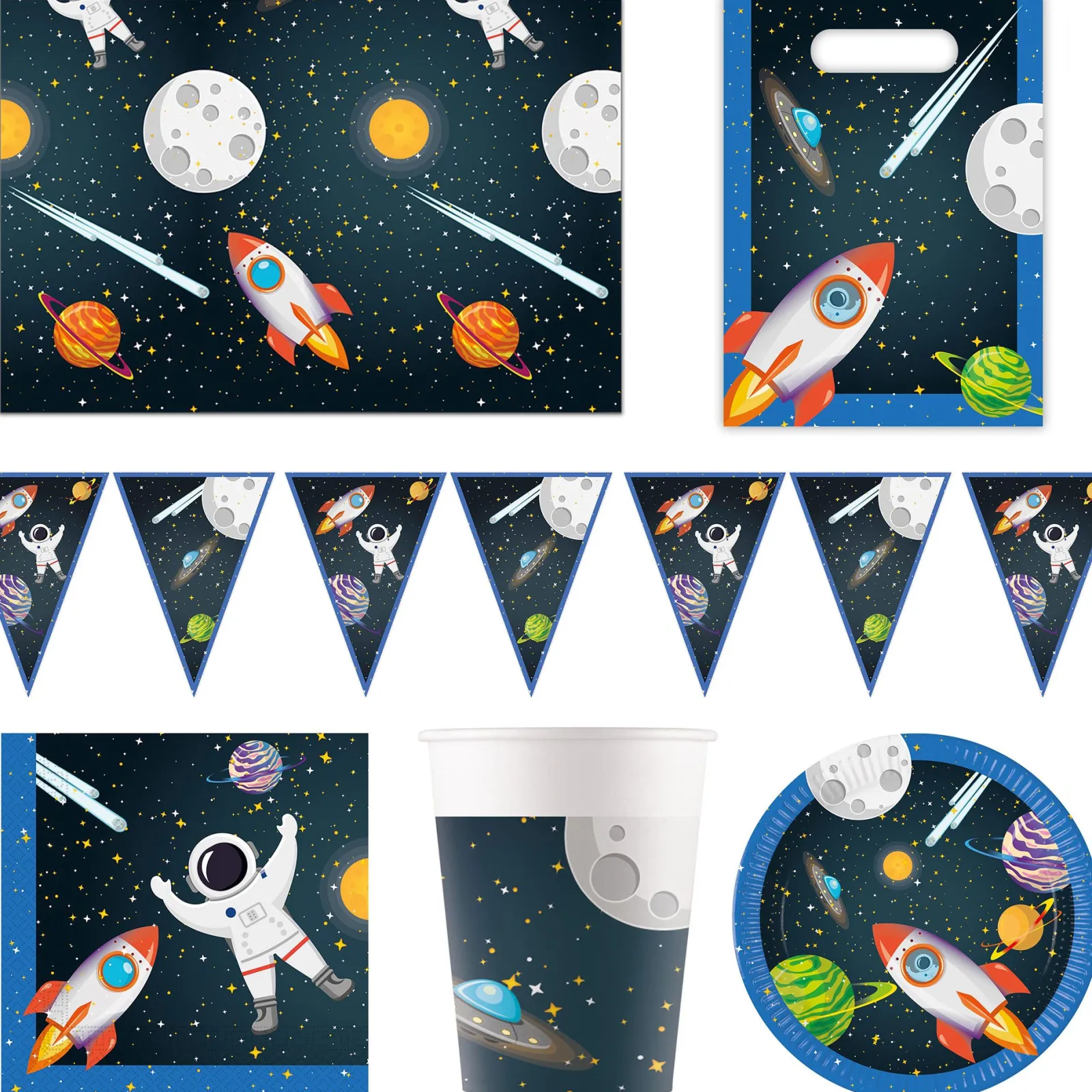 Best Rocket Space Party Tableware & Decorations Bundle - 16 Guests Tableware|Birthday Party