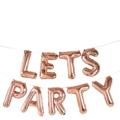 Card Factory Rose Gold Let's Party 14-Inch Balloon Banner