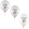 Hot Rose Gold Metallic Happy Birthday Confetti Latex Balloons - Pack of 5 (Any Milestone) 80Th Birthday|70Th Birthday