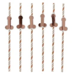 Outlet Rose Gold Willy Straws - Pack of 6 Bags & Favours|Hen Party