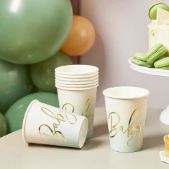 Card Factory Sage Baby Paper Cups - Pack of 8