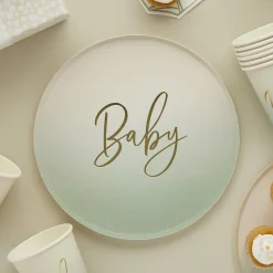 Outlet Sage Baby Paper Plates - Pack of 8 Tableware|Baby Shower Party