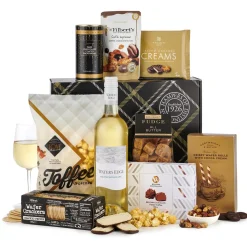 Card Factory Scrumptious Selection Hamper With White Wine