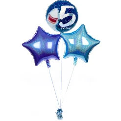 Kids Card Factory Shark 5 Today Birthday Balloon Bouquet - DELIVERED INFLATED!