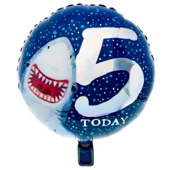 Kids Card Factory Shark 5 Today Birthday Balloon Bouquet - DELIVERED INFLATED!