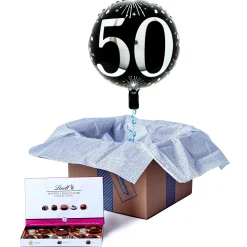 Outlet Silver & Black 50th Birthday Balloon & Lindt Chocolate Box 50Th Birthday|Balloons For Him