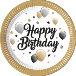 Hot Silver & Gold Balloons Birthday Party Tableware Bundle - 16 Guests Tableware|Birthday Party