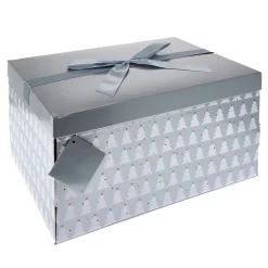 Kids Card Factory Silver & White Trees Flat-Pack Christmas Gift Box